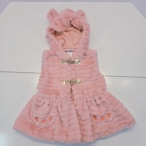 Little Lass Pink Hooded Faux Fur Vest Toddler 24 Months